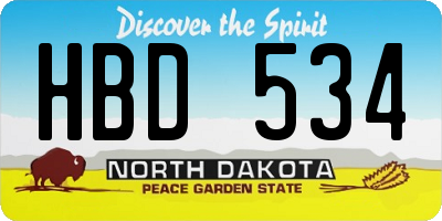 ND license plate HBD534