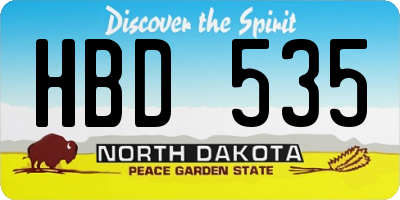 ND license plate HBD535