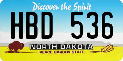 ND license plate HBD536