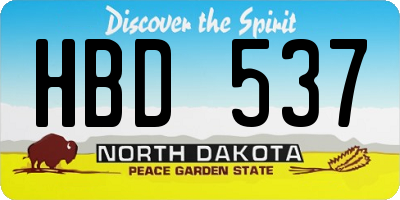 ND license plate HBD537