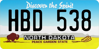 ND license plate HBD538