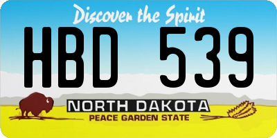 ND license plate HBD539