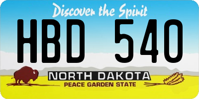 ND license plate HBD540