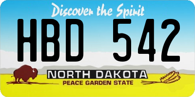 ND license plate HBD542