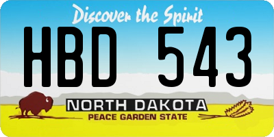 ND license plate HBD543