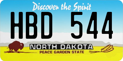 ND license plate HBD544