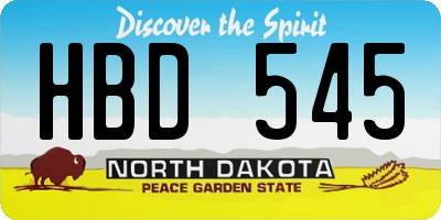 ND license plate HBD545