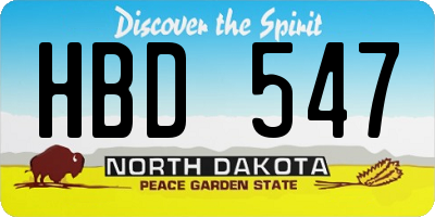 ND license plate HBD547