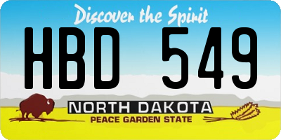 ND license plate HBD549