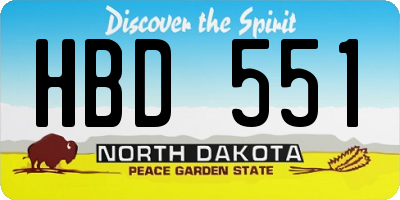 ND license plate HBD551