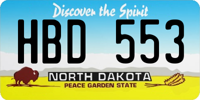 ND license plate HBD553