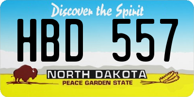 ND license plate HBD557