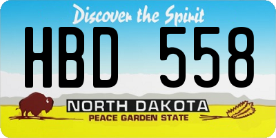 ND license plate HBD558