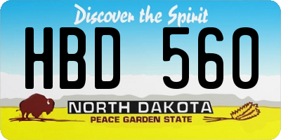 ND license plate HBD560