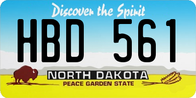 ND license plate HBD561