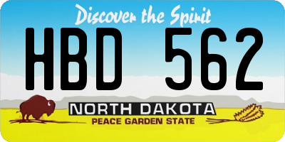 ND license plate HBD562