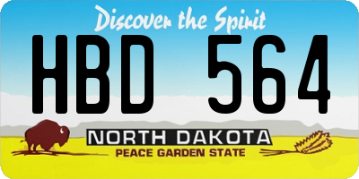 ND license plate HBD564