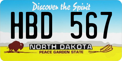 ND license plate HBD567