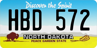 ND license plate HBD572