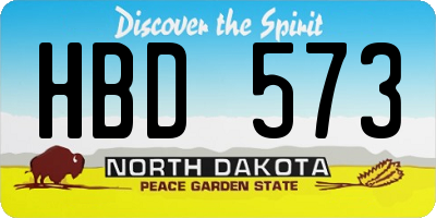 ND license plate HBD573