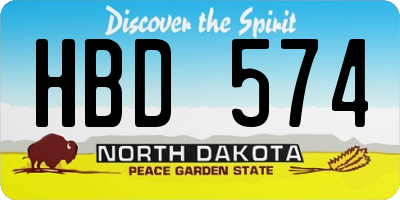 ND license plate HBD574