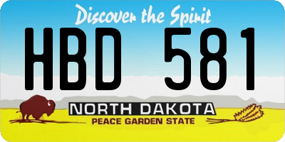 ND license plate HBD581