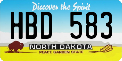 ND license plate HBD583