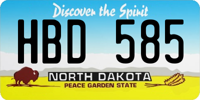 ND license plate HBD585