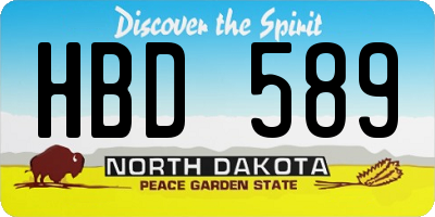 ND license plate HBD589