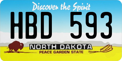 ND license plate HBD593