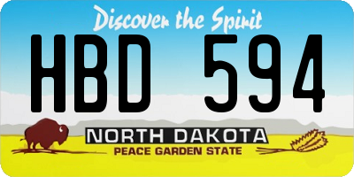 ND license plate HBD594