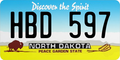 ND license plate HBD597