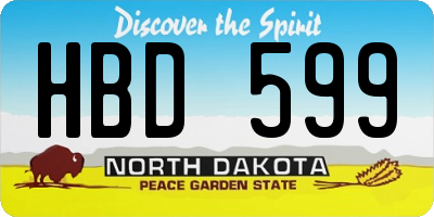 ND license plate HBD599