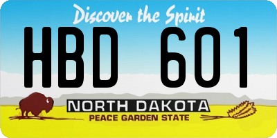 ND license plate HBD601