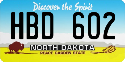 ND license plate HBD602