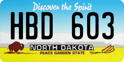 ND license plate HBD603