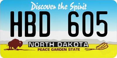 ND license plate HBD605