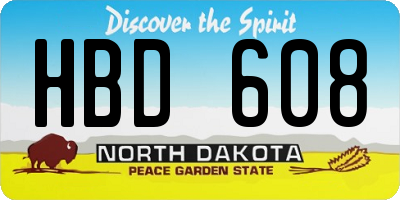 ND license plate HBD608