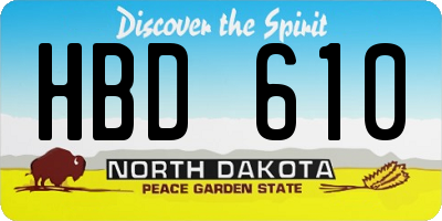 ND license plate HBD610