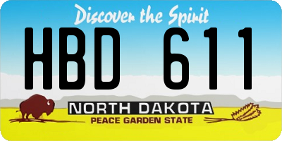 ND license plate HBD611