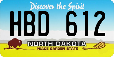 ND license plate HBD612