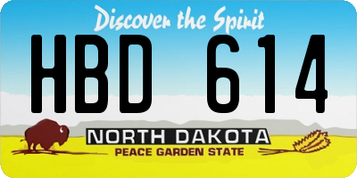 ND license plate HBD614