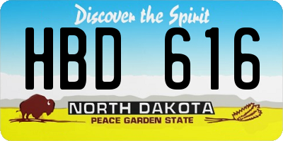 ND license plate HBD616