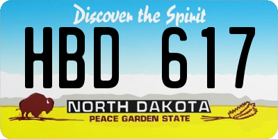 ND license plate HBD617