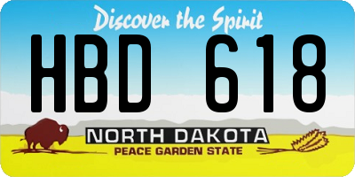 ND license plate HBD618