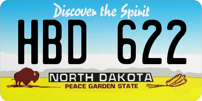 ND license plate HBD622