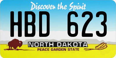 ND license plate HBD623