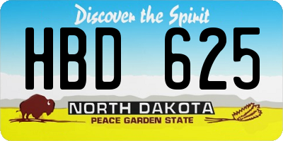 ND license plate HBD625