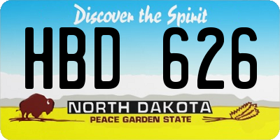 ND license plate HBD626