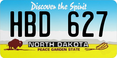 ND license plate HBD627